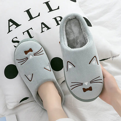 Cute Cartoon Cat Cotton Slippers for Couples at Home