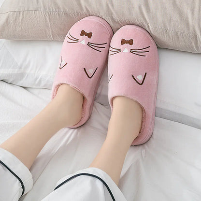 Cute Cartoon Cat Cotton Slippers for Couples at Home