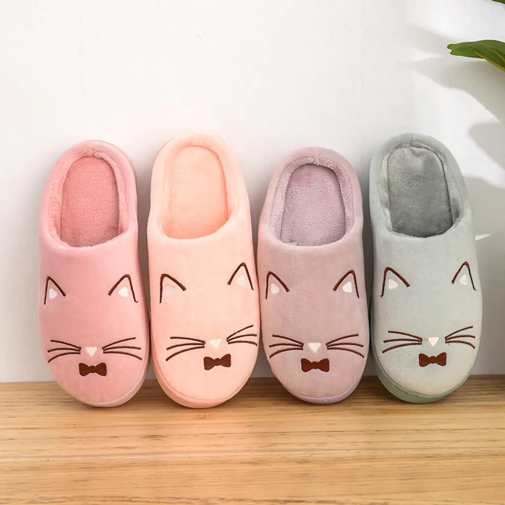 Cute Cartoon Cat Cotton Slippers for Couples at Home