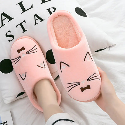 Cute Cartoon Cat Cotton Slippers for Couples at Home