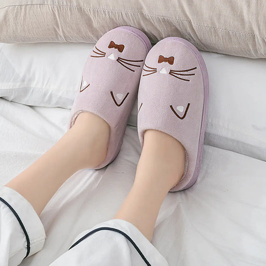 Cute Cartoon Cat Cotton Slippers for Couples at Home